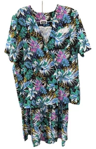 Conjunto de chaqueta de vestir vintage de dos piezas estampado floral manga corta doble pecho 3X - Imagen 1 de 14