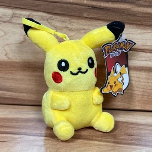 TOMY Pokemon Smiling PIKACHU 3.5" Plush Toy Backpack Clip/Key Chain - Picture 1 of 8