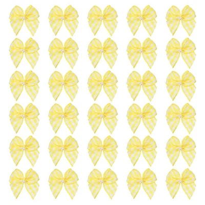 50 шт. мини желтая белая лента банты с жемчугом 1» лента цветы аппликации - Изображение 1 из 4