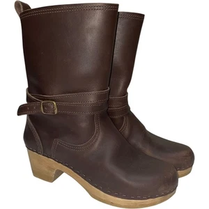 SVEN Swedish Brown Leather Clog Boots Size: EU 39/ US 8.5-9 - Picture 1 of 7