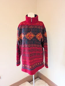 Suéter Vintage Southwestern Polar Mujer Pequeño Rojo y Negro Fair Isle - Imagen 1 de 16