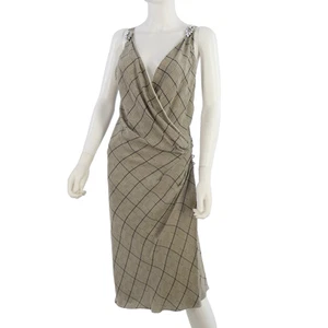Temperley London Dress Silk Wrap Checked Jewelled Formal Occasion size UK 14 - Picture 1 of 16