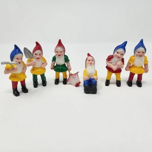 Lote De Colección 6 Figuras De Plástico Baratija 2.25" Gnomo De Jardín Enano Elfo Pixies - Imagen 1 de 9