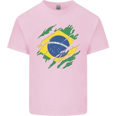 Torn Brazil Flag Brazilian Day Football Kids T-Shirt Childrens - Image 1 of 4