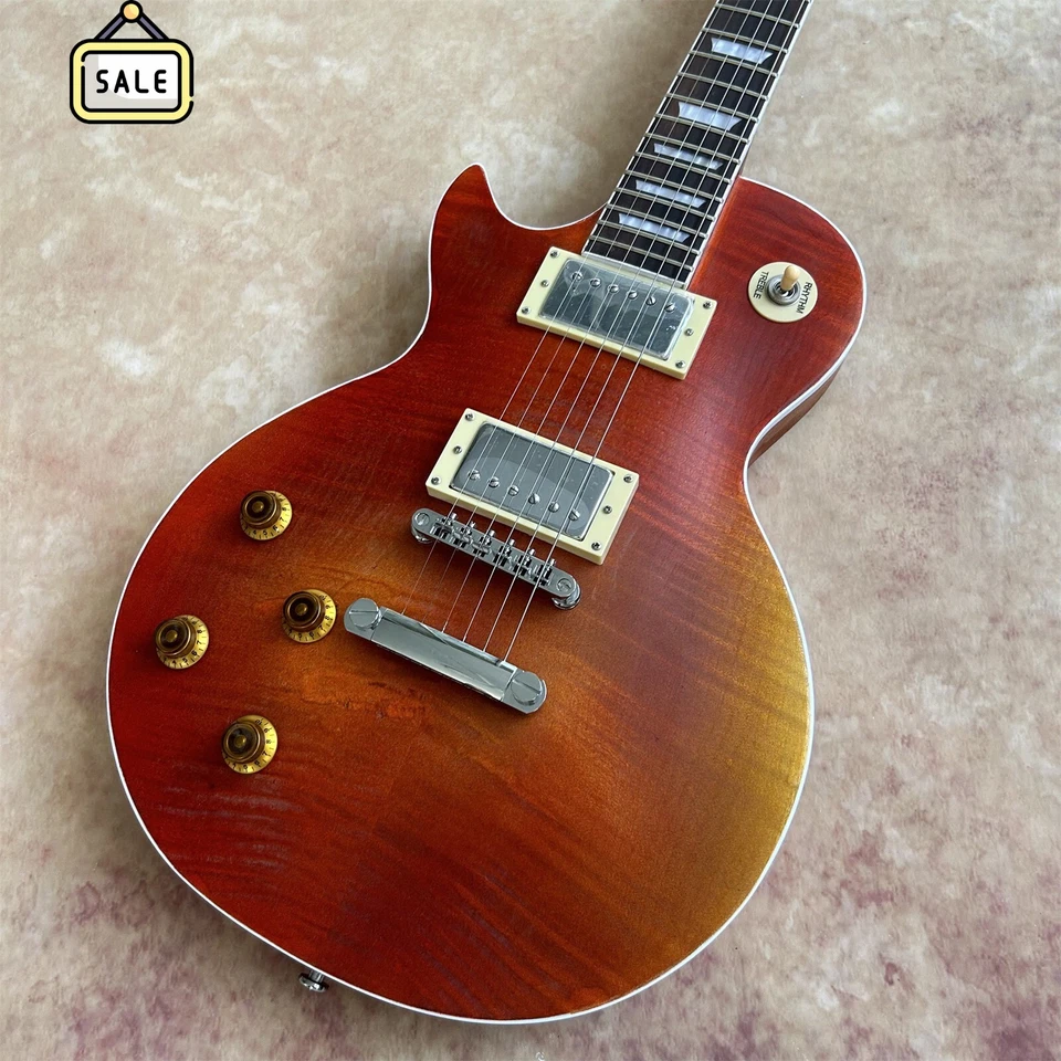 Left-Handed Custom Electric Guitar: Red LP, HH Pickups Mahogany Build 22 Frets - Image 1 of 4