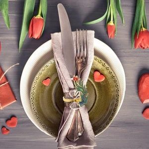  6 Pcs Ferma Tovaglioli Anello Portatovagliolo Fibbia Semplici Anelli - Foto 1 di 12