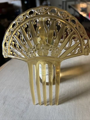 Peine de pelo Art Deco rubio celuloide estilo mantilla español adorno para el cabello Foto 1 de 4