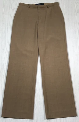 Calças femininas vintage Gap mistura de lã 4 marrom perna larga ajuste clássico elástico Y2K - Imagem 1 de 4