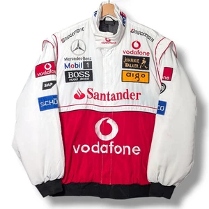 Vintage Mercedes Benz F1 Jacket Mens Large Vodafone White Red Formula One 1990s - Picture 1 of 23
