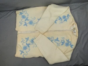 Cárdigan Floral Vintage De Paris Casa de Moda Azul Crema Hong Kong Talla 42 - Imagen 1 de 14