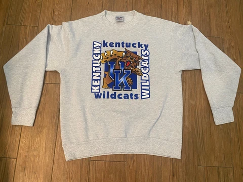Men’s Size Large Gray Vintage Kentucky Wildcats 1990s Crewneck Sweatshirt Cover