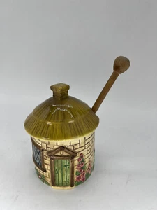 Crown Windsor Croft Hand Painted Honey Jam Pot With Dipper Made in England #4813 - Picture 1 of 10