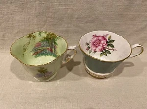 Juego de 2 tazas de té Aynsley solamente, verde y verde salvia, excelente - Imagen 1 de 15