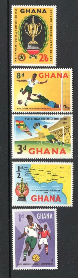 Ghana 1959 MAPA Y COPA DE ORO, FUTBOLISTAS MNH Sc 61-65 SG 228-232 Foto 1 de 1
