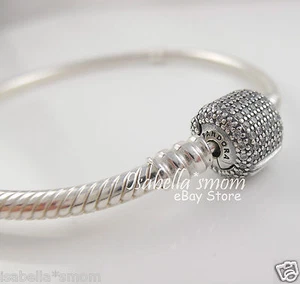 Signature Chiusura Autentico Pandora Argento/a Pavé Fascino Bracciale 7.1 " 18cm - Foto 1 di 6