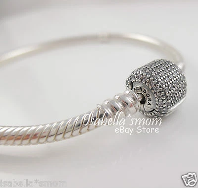 Signature Chiusura Autentico Pandora Argento/a Pavé Fascino Bracciale 7.1 " 18cm - Immagine 1 di 4