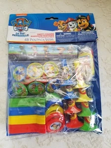48PC PAW PATROL PARTY FAVORS: KEYCHAINS, RULERS, TOPS, DISC SH, HORNS & STICKERS - Picture 1 of 8