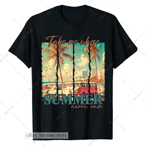 Retro Beach T-shirt Summer Gift Travel Lover Cute Summer Vacation Women 2025 - Picture 1 of 5