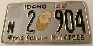 Vintage 1949 Idaho License Plate n 2 904 World Famous Potatoes - Picture 1 of 6