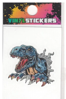 ¡Dino explosivo de pared azul! Pegatina de vinilo de alta calidad Foto 1 de 2