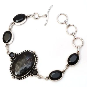 Nuummite Edelstein 925 Sterlingsilber Handarbeit Schmuck Armband - Bild 1 von 6