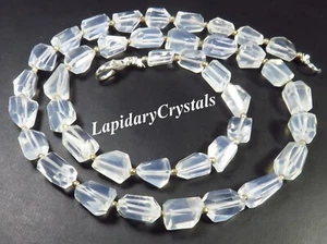 Natural Ice Quartz Tumble Nugget Step Cut Faceted Gems Necklace 8-11.5mm LC-1246 - Picture 1 of 3