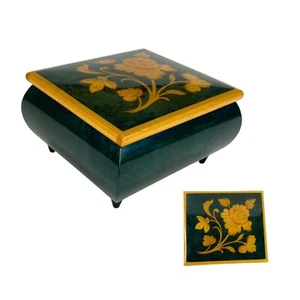 Reuge Floral Wood Inlay Jewelry Music Box Made In Italy Swiss Musical Movement - Picture 1 of 13