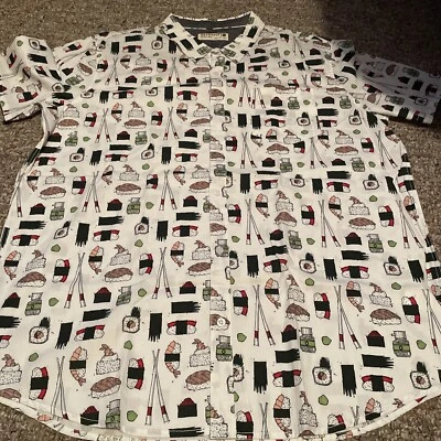 Retrofit adulto 2XL XXL camisa botão para baixo sushi vestido japonês novo sem etiquetas  - Imagem 1 de 3