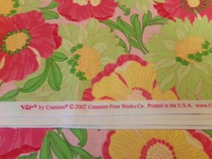 1 YD X 44" VINTAGE LARGE RED YELLOW FLOWERS GREEN/ VIP NEW COTTON #0034 - Picture 1 of 4