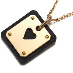 Auth HERMES Necklace As de Coeur Heart Leather - Picture 1 of 4