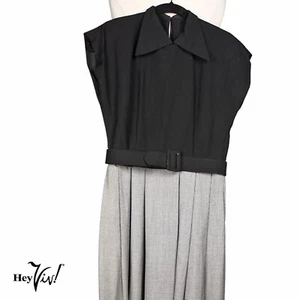 Vestido Vintage Años 40 Acolchado Hombro Metal Cremallera Espiga Talla S B34 W26 - Hey Viv - Imagen 1 de 8