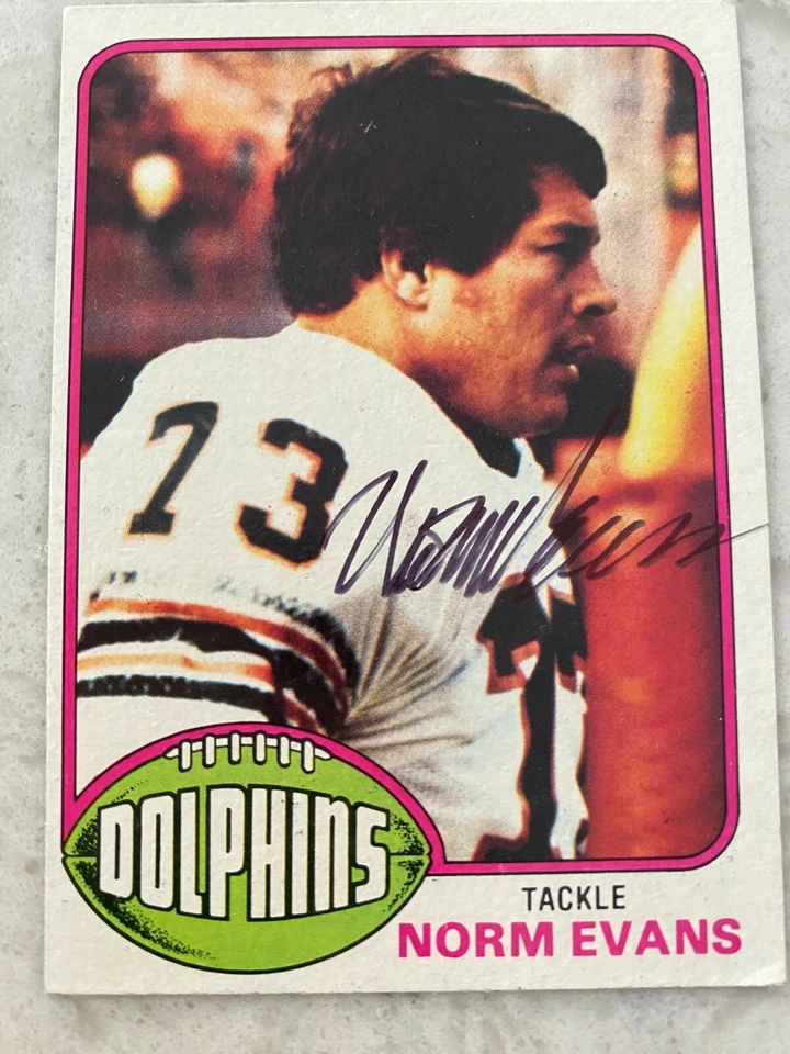 Norm Evans signed MIAMI DOLPHINS card  1976 Topps    - Image 1 of 1