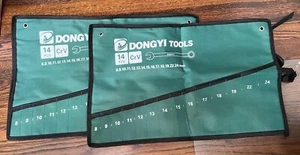 2 Pack Wrench Roll up Pouch Wrench Set Roll Organizer 14 Pocket Slot Canvas Tool - Picture 1 of 11