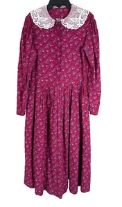 Laura Ashley Vintage Floral Puff Shoulder Prairie Dress Cottage Core US 10 UK 12 - Picture 1 of 18