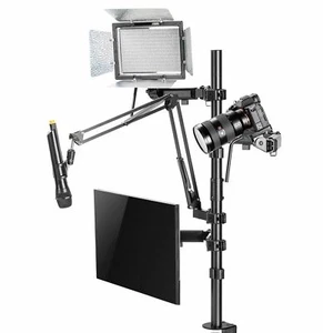 Allcam Broadcast Rig: Monitor Stand Camera Bracket Boom Arm Light Mount 4-in-1 - Picture 1 of 7