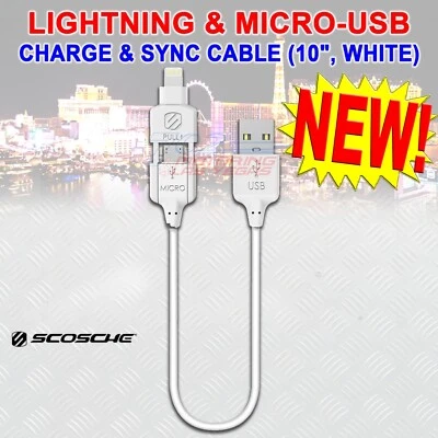 LIGHTNING & MICRO-USB CHARGE & SYNC CABLE (10 INCH) STRIKELINE PRO I3MNUBWT WHIT - Изображение 1 из 2