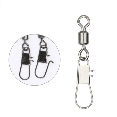 100PCS Fishing Connector Rolling Barrel Swivel with Interlock Snap Tackle 12-4/0 - Image 1 of 4