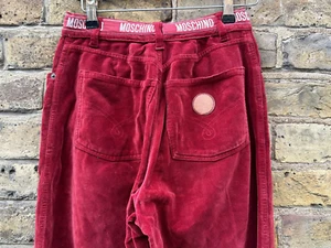 MOSCHINO Boys Jeans W24 L31 Regular Fit Zip Fly Vintage Velour Red 90s - Picture 1 of 7