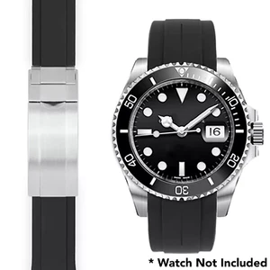 Correa de reloj de silicona de extremo curvo de 20 mm para Rolex con cierre - Imagen 1 de 19