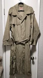 VTG Banana Republic Safari Travel Hunt Nylon Trench Coat Men's Large Beige Khaki - Picture 1 of 20