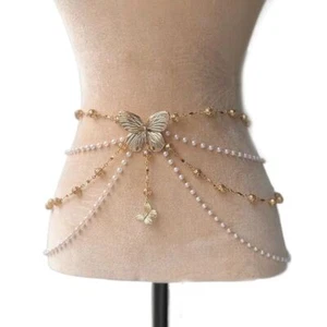 Elegant Pearl Waist Chains Versatile Body Jewelry Fashion Hip Chain Women - Picture 1 of 19