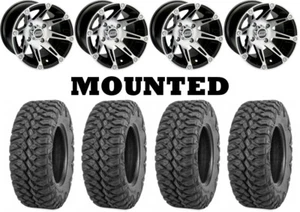 Kit 4 Quadboss QBT846 Tires 25x10-12 on Moose 387X Machined Wheels IRS - Picture 1 of 5