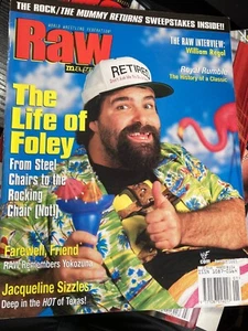 WWF WWE RAW Magazine JANUARY 2001 Mick Foley + Diva Jacqueline Poster - Picture 1 of 3