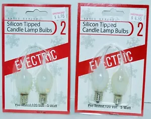 Silicon Tipped Candle Lamp Bulbs 2 Pks of 2 = 4 Total Bulbs 5W 120V - Picture 1 of 2