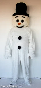 Disfraz de muñeco de nieve mascota 8 piezas blanco imitación piel mono cabeza pies mitones y sombrero mediano - Imagen 1 de 8