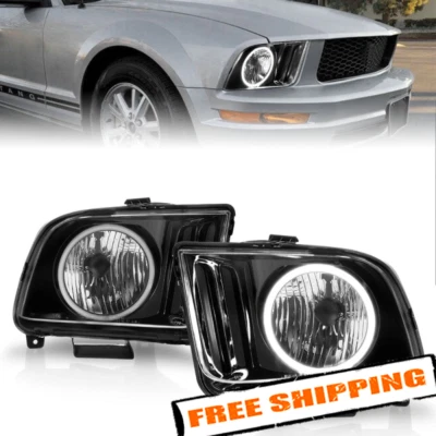 Faros europeos ANZO 121033 negros CCFL Halo para Ford Mustang 2006-2009 Foto 1 de 4