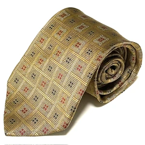 Jos A Bank Tie Extra LONG Gold Geometric Dapper Sharp Corporate Collection USA - Picture 1 of 16