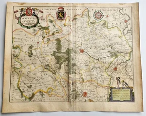 1640 MAP of Brabant Bruxelles BELGIUM by WILLEM BLAEU antique AUTHENTIC - Picture 1 of 5