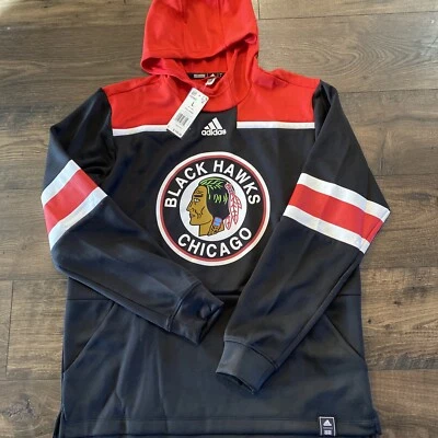 Adidas Chicago Blackhawks Para hombres L Pullover Sudadera con Capucha Negra $100 GQ5829 Foto 1 de 4