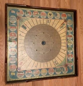 RARE ANTIQUE 1901 McLOUGHLIN BROS FRAMED DOUBLE-SIDED GAME BOARD - Picture 1 of 10